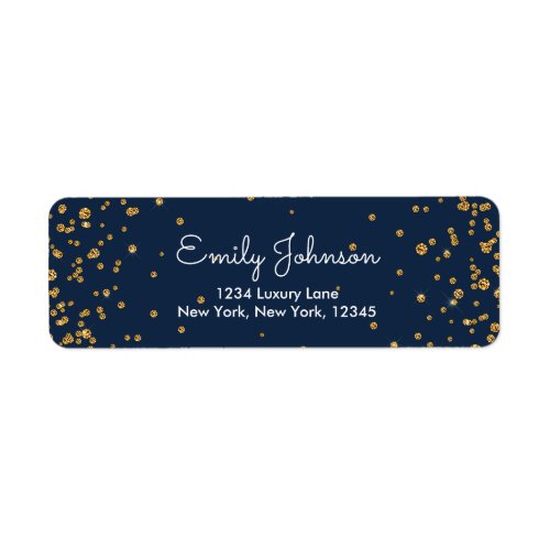 Navy Blue and Gold Foil Confetti Birthday Label