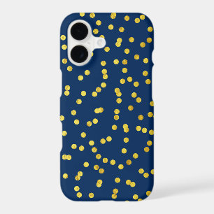 Navy Blue and Gold Foil Look Confetti iPhone 17 Case