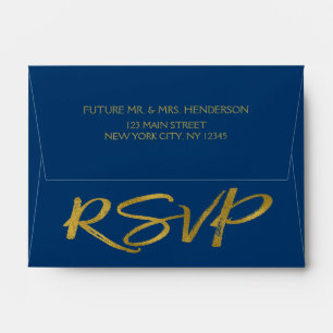 Navy Blue and Gold Foil RSVP Envelope