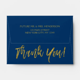 Navy Blue and Gold Foil Thank You Envelope