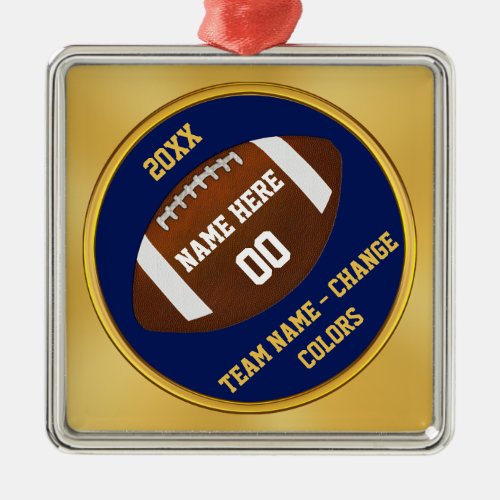 Navy Blue and Gold Football Ornament Personalized