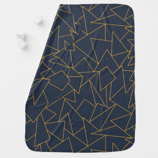 Navy blue and gold geometric baby blanket