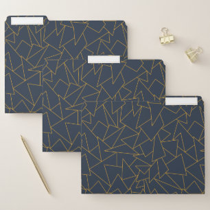 Navy blue and gold geometric file folder