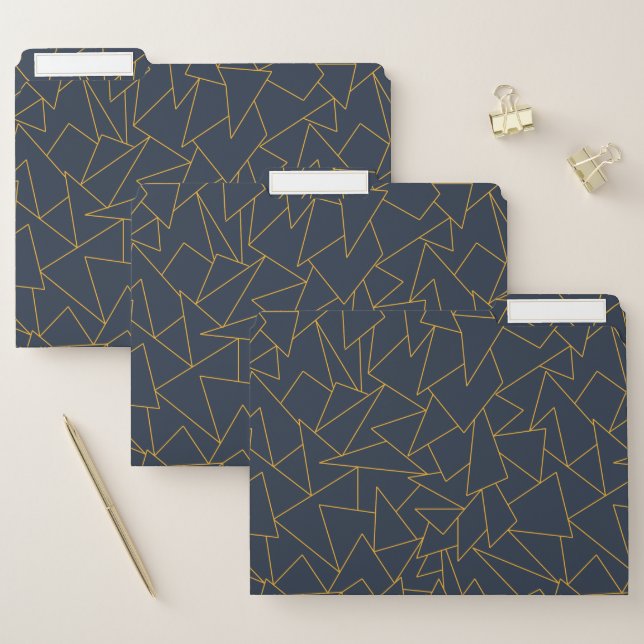 Navy blue and gold geometric file folder (Set)