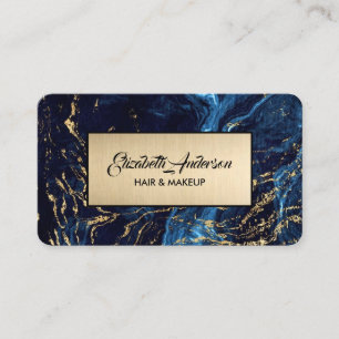 Navy blue and Gold Glitter Marble Agate Business Card