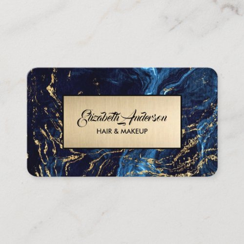 Navy blue and Gold Glitter Marble Agate    Business Card