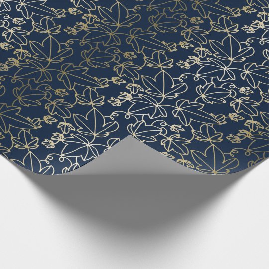 Navy Blue and Gold Ivy Leaf Floral Pattern Wrapping Paper Navy Blue and Gold Ivy Leaf Floral Pattern Wrapping Paper