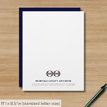 Navy Blue and Gold Letterhead with Logo<br><div class="desc">A dual-sided custom business letterhead template in professional style. The front features a simple clean white background which can be easily updated with your company logo and letterhead footer including your contact information or custom text. The back features a solid navy blue background, bringing continuity to the design. Each sheet...</div>