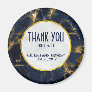 Navy Blue and Gold Marble Modern Stylish Birthday Magnet