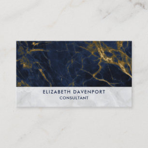 Navy Blue and Gold Marble Modern Stylish Business Card