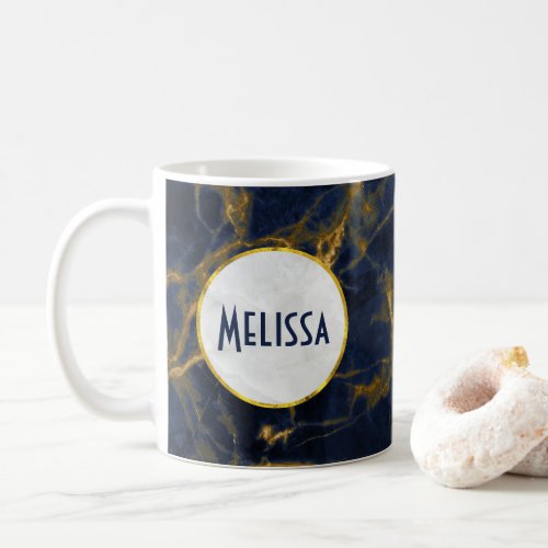 Navy Blue and Gold Marble Modern Stylish Coffee Mug