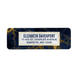 Navy Blue and Gold Marble Modern Stylish Label