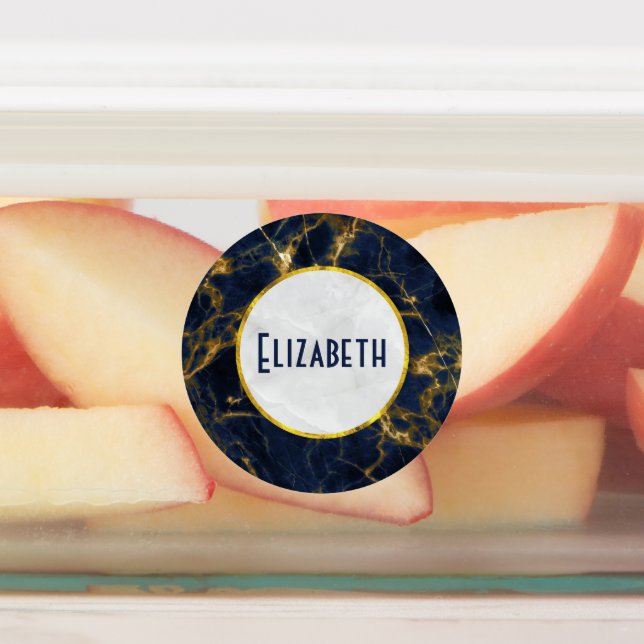 Navy Blue and Gold Marble Modern Stylish Labels (Affixed)