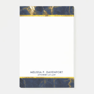 Navy Blue and Gold Marble Modern Stylish Post-it Notes