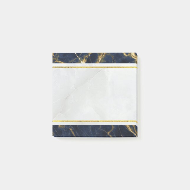 Navy Blue and Gold Marble Modern Stylish Post-it Notes (Front)
