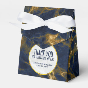 Navy Blue and Gold Marble Modern Stylish Wedding Favor Boxes