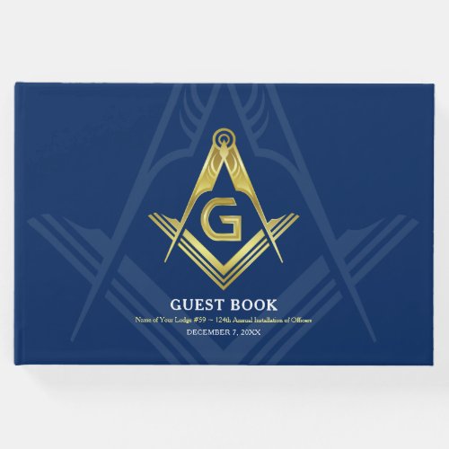 Navy Blue and Gold Masonic Guest Book  Freemason