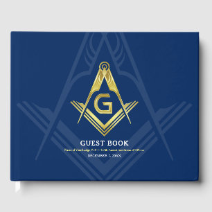 Navy Blue and Gold Masonic Guest Book   Freemason