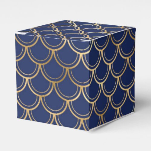 Navy Blue and Gold Mermaid Scales Favor Boxes