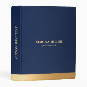 Navy Blue And Gold Mini Binder