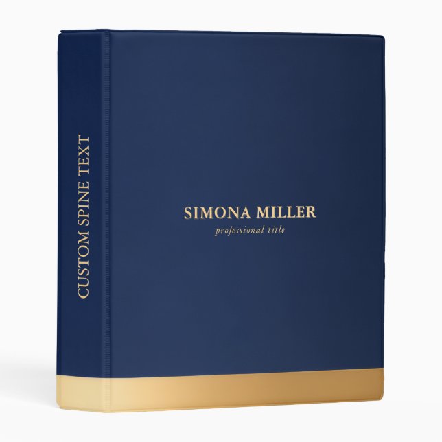 Navy Blue And Gold Mini Binder (Front/Spine)