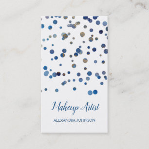 Navy Blue and Gold Modern Confetti Makeup Artist Business Card