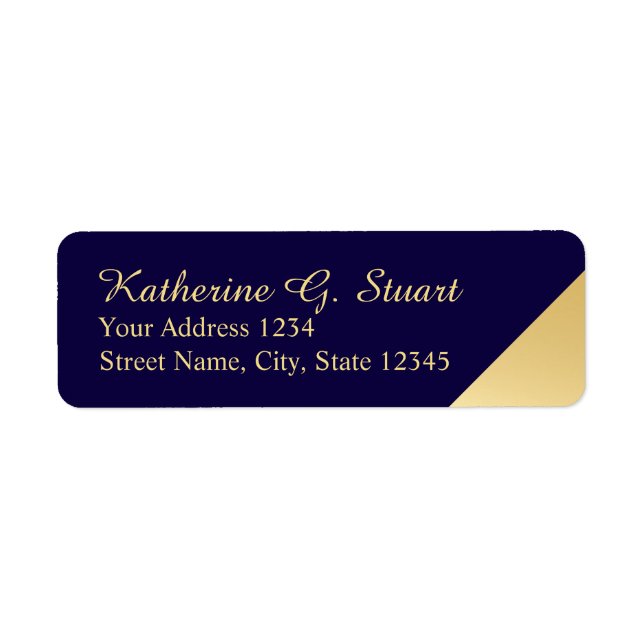 Navy Blue and Gold Modern Elegant Label (Front)