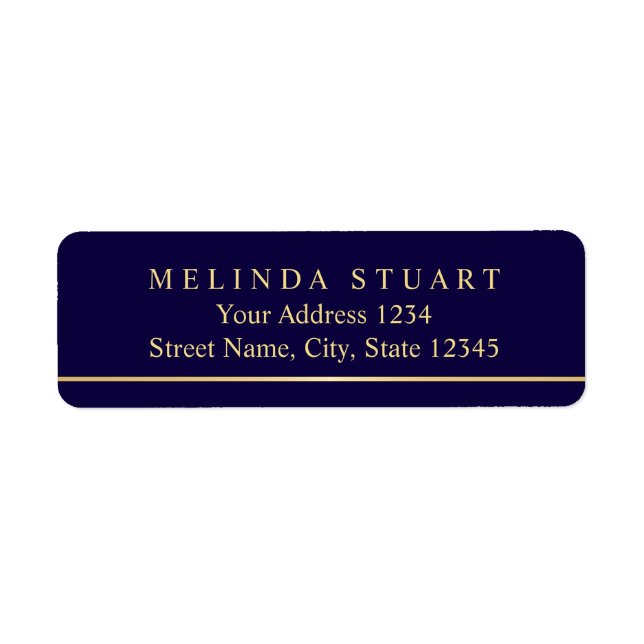 Navy Blue and Gold Modern Elegant Label (Front)