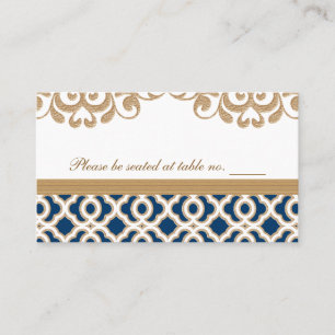 Navy Blue and Gold Moroccan Wedding Table Place Card