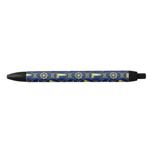 Navy Blue and Gold Nautical Pen