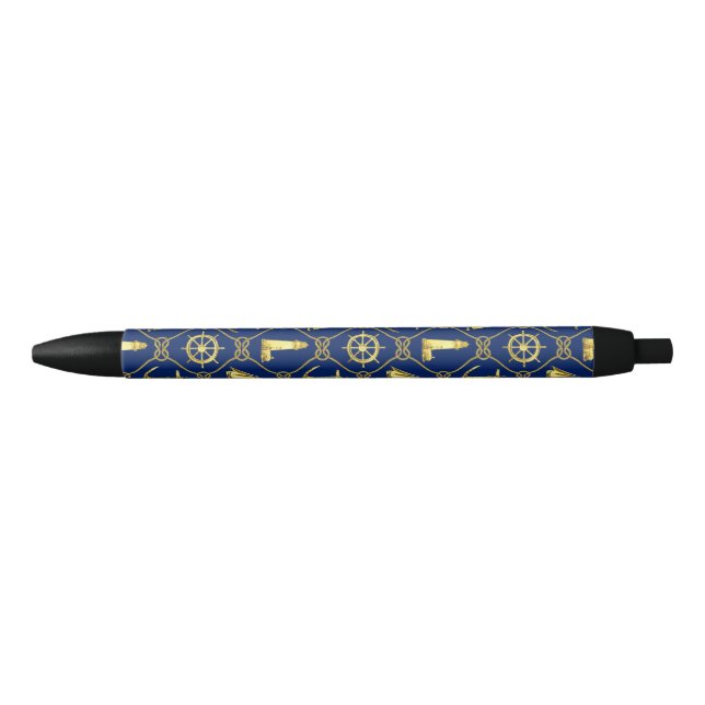 Navy Blue and Gold Nautical Pen (Front)