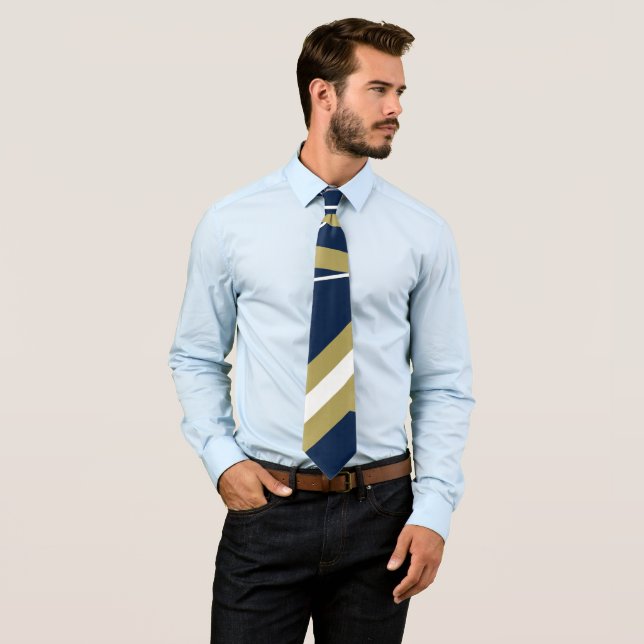 Navy Blue and Gold Neck Tie (In Situ)