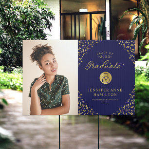 Navy Blue and Gold Nursing Graduation Welcome Sign