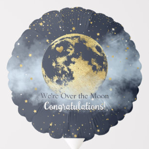 Navy Blue and Gold Over the Moon Congratulations Balloon