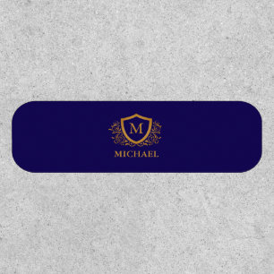 Navy Blue and Gold Personalized Monogram Name Patch