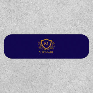 Navy Blue and Gold Personalized Monogram Name Patch