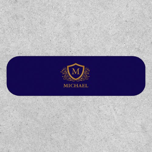 Navy Blue and Gold Personalized Monogram Name Patch