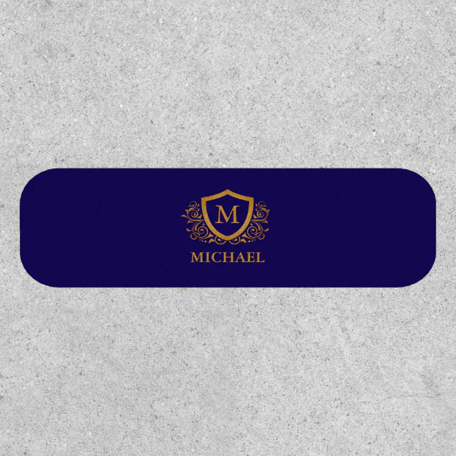 Navy Blue and Gold Personalized Monogram Name Patch | Zazzle