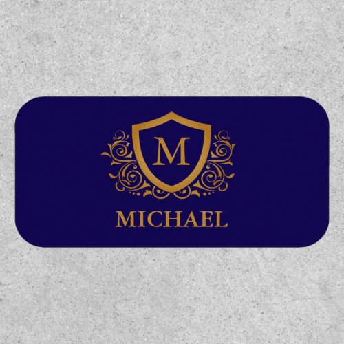 Navy Blue and Gold Personalized Monogram Name Patch