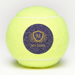 Navy Blue and Gold Personalized Monogram Name Tennis Balls