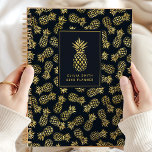 Navy Blue and Gold Pineapple | Personalized Planner<br><div class="desc">Stay organized in style with this navy blue and gold pineapple personalized planner. Perfect for women who appreciate elegant and unique designs, this yearly planner combines luxury with practicality. The chic navy and gold pineapple artwork adds a touch of sophistication to your daily scheduling. Customize it with your name for...</div>