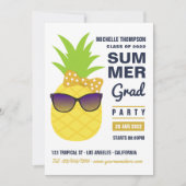 Navy Blue and Gold Pineapple Summer Grad Party Invitation (Front)