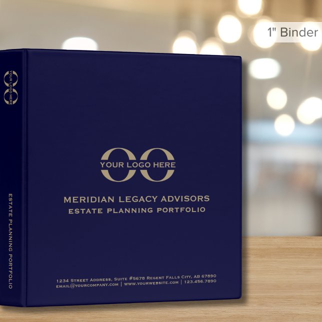 Navy Blue and Gold Portfolio with Logo 3 Ring Binder (Creator Uploaded)