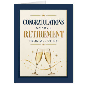 Navy Blue and Gold Retirement From All of Us Card
