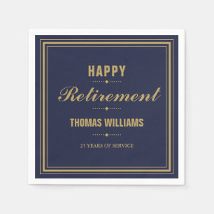 Navy Blue And Gold Retirement Party Napkins