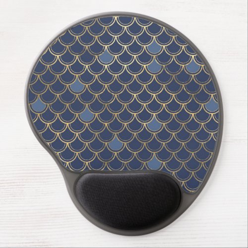 Navy Blue and Gold Scale design Gel Mouse Pad