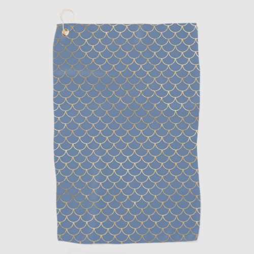 Navy Blue and Gold Scale design Golf Towel