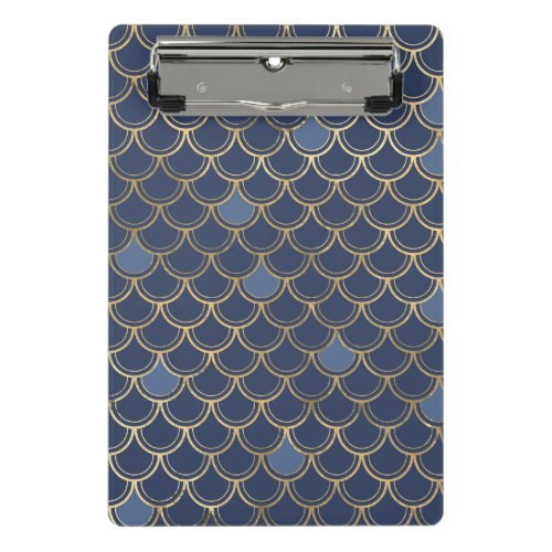 Navy Blue and Gold Scale design Mini Clipboard