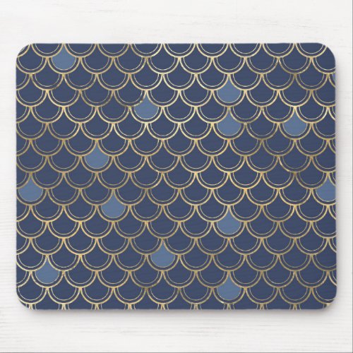 Navy Blue and Gold Scale design Mouse Pad