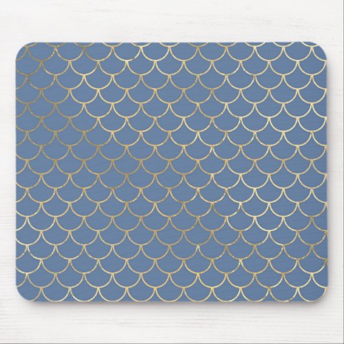 Navy Blue and Gold Scale design Mouse Pad